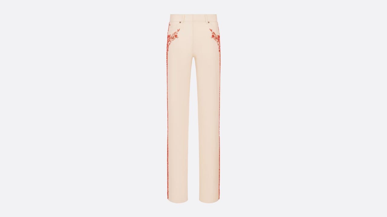 Dior Jean fit denim and brodery corail